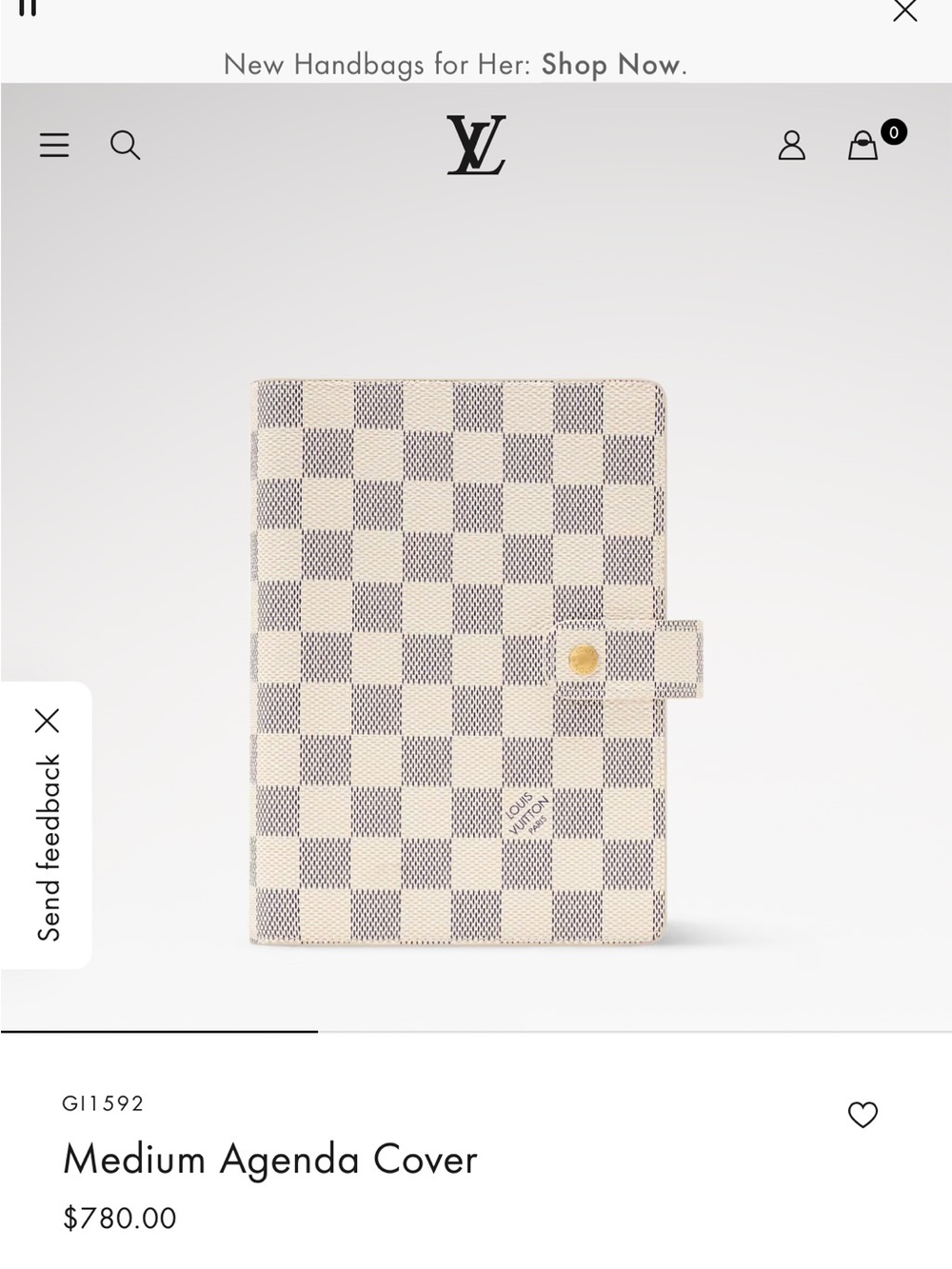 Louis Vuitton $780 Medium ring Agenda Cover in Damier Azur MM agenda